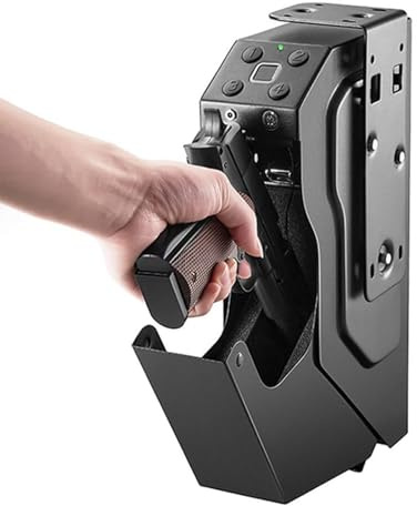 Caja Fuerte para Pistola De Huellas Dactilares, Acceso Rápido, Desplegable, Cajas Fuertes para Armas con Teclado Digital Y Llave De Repuesto, Gabinete De Acero para Pistolas