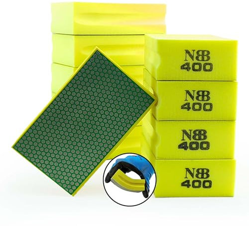 NBB Almohadilla diamantada para lijar y pulir a Mano con Diamante galvanizado para Piedra, mármol, Granito, cerámica, azulejo, Vidrio, con Almohadilla de Esponja Flexible, Forma Hexagonal(10, 400#H)
