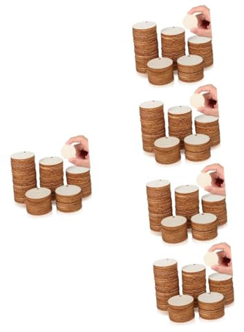 DIYEAH 5 Sätze Runde Holzspäne Weihnachtsdeko Weinachtsdeko Weihachtsdeko Wihnachtsdeko Geburtstagdeko Leere Ornamente Leere Karten Leere Holzkreise Runde Scheibenanhänger 100 Stück * 5