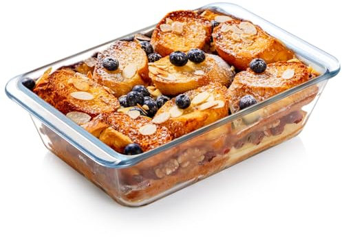 NUTRIUPS Tiefe Glas- Auflaufform, 20x15x6cm - Glas Ofenform, Rechteckige Lasagneform, Ofenfeste Klarglas- Bratform (1.4L)