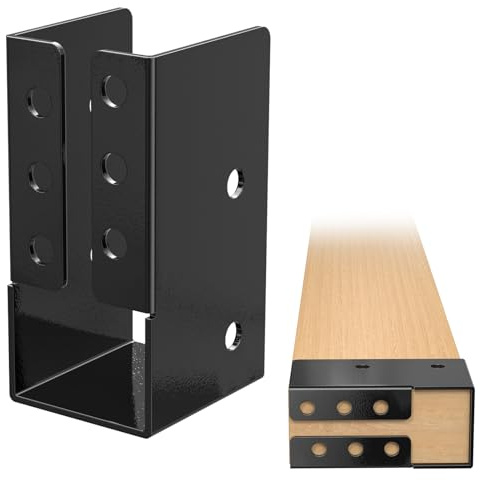 Concealed Joist Hanger , Outdoor Concealed-Flange Joist Bracket with Screws, Q235B Steel Powder Coated Concealed Mount Light Joist Hangers for Beam, Swing, Handrail, Fence (4PCS, 2X4)