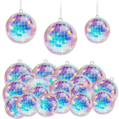 Discokugeln Set,19Pcs Spiegelkugel,Silberne Hängekugel,Klein Spiegelkugel Mini,Silberne Spiegelkugeln,Spiegelkugel Zum Aufhängen,Mirrorball,Discokugel Deko,Disco Ball für Party,Klassische Discokugel