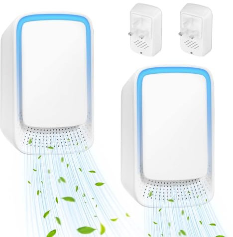 Air Purifier for Bedroom Home, 2 Pack Plug In Negative Ion Air Purifier, Portable Quiet Ioniser for Smokers, Reduces Odours from Pets/Toilet/Dust/Office/Home/Room (2)