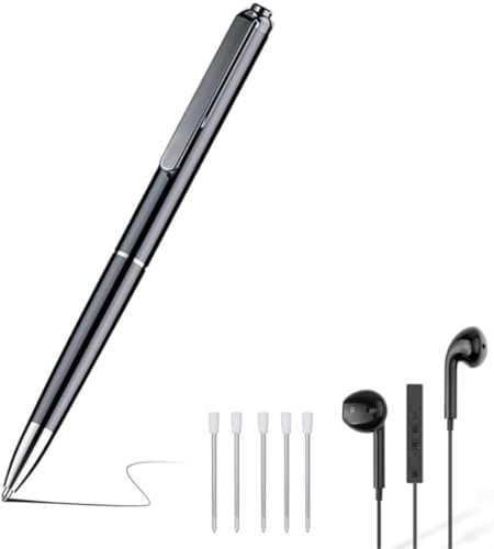 Penna Registratore Vocale 64GB HD - Mini Registratore Portatile Ricaricabile per Conferenze, Riunioni, Interviste & Concerti - Attivazione Vocale & Riproduzione MP3