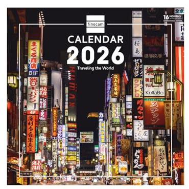 Finocam - Calendario da parete 2026 30 x 30 cm Mese Vista Gennaio - Dicembre 2026 + Sep.- Dic. 2025 4 mesi ridotti | Calendario 2026 | Traveling Immagini - Internazionale, Muro Imagini