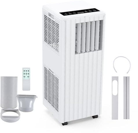 Klimaanlage 7000BTU 2,6kW, Kühlen&Ventilieren&Entfeuchten, Mobiles Klimagerät mit abluftschlauch für Räume bis 80m³(31㎡), Leiser Betrieb <65 dB, Digitaldisplay + Fernbedienung, 24h-Timer