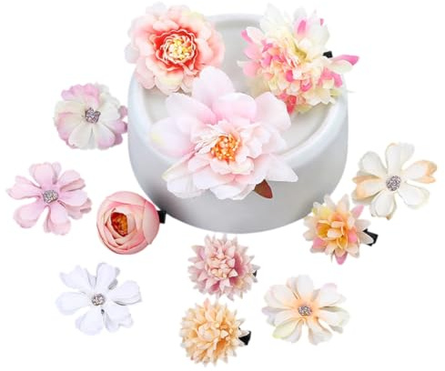 Pince À Cheveux Fleur,12 Pièces,Hawaii Barrette Fleur Pince Cheveux Femme,Bohême Hair Clips,Multicolore Epingle à Cheveux,pour Coiffure de Carnaval Danseuse Piscine Plage Mariage