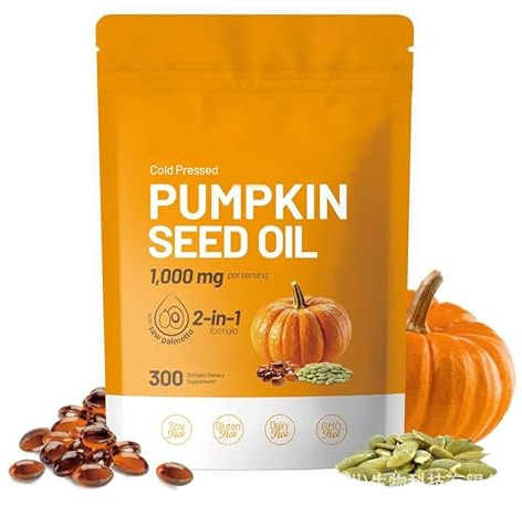 Premium Pumpkin Seed Oil Soft Capsules - 300 Count (1000mg per Serving) - Hair, Urinary, Bladder & Prostate Support - Rich in Essential Fatty Acids & Plant Sterols - Non-GMO