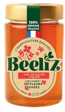 BEELIZ – Miel Liquide de Fleurs Doux, Saveur Naturelle et Fondante, Pot Pratique 250g - lot de 3 - Vendu par Lot