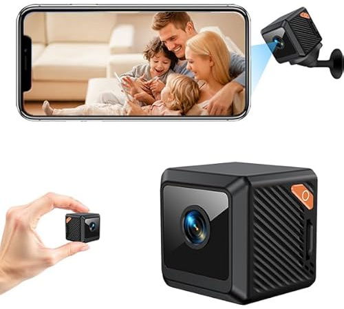 Mini Kamera, 4K HD WLAN Überwachungskamera, Wlan Kleine Kamera Innen mit Handy Übertragung Nachtsicht Bewegungsmelder App Benachrichtigung Lange Batterielaufzeit/Cloud Speicher für Zuhause Haustier