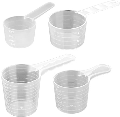Mesurer les tasses 4pcs 40/50/70/100 ml de cuillères de mesure en plastique avec une échelle claire pour la cuisine et la cuisson la cuisine