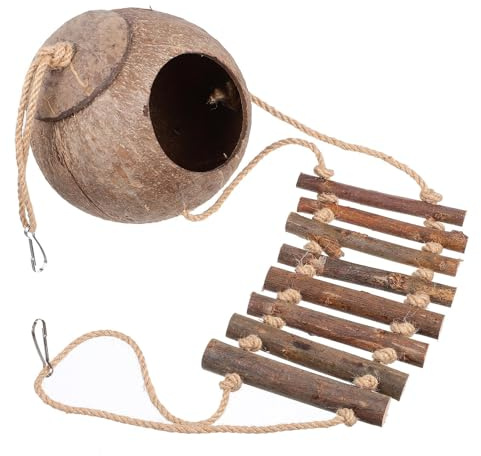 JOINPAYA Cachette Reptile Naturelle avec Échelle Coquille de Noix Abri Sûr et Décoratif pour Lézards Geckos et Tortues Refuge Sombre et Confortable pour Terrarium