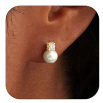 ZNBOH Echt Perlenohrringe Sterling Silber 925 Damen Hypoallergen Ohrringe | Süßwasserperlen Ohrstecker Gold,Weiße Perlen,Zirkonia Stecker,Wasserfest,6/8/10mm,Braut Hochzeit Schmuck,Geschenk für Frauen