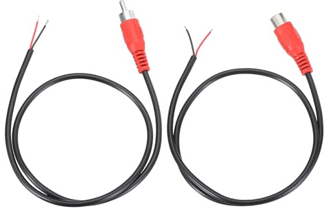 sourcing map 1.6FT RCA to Bare Wire Speaker Cable, 22AWG Replacement Red RCA Female Male Plug to Open End Pigtail Audio Cable Connector Adapter for Amplifier, Home Audio Speakers, Pack of 2