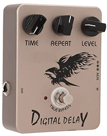 Aramox Pedal de Retardo Digital Distorsión de Metal Bypass Verdadero Tiempo de Retardo de 25 Ms-600 Ms para bajo de Guitarra Eléctrica con Circuito de Filtro de Sonido Analógico