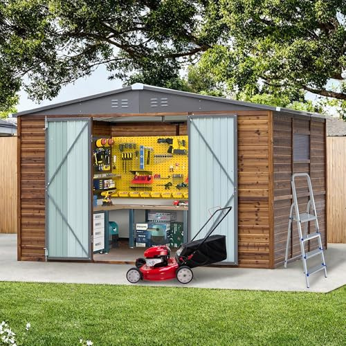 Shed 8x8 FT Storage Shed, 8' x 8' Wood Sheds & Outdoor Storage Clearance, Utility Tool Garden Shed, Waterproof Storage Shed Large Wood Storage Sheds with Lockable Door for Backyard, Patio, Outside Use