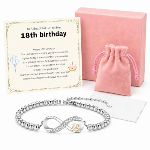18th Birthday Gifts For Girls,Bracelet With Card And Box,Gifts For 18 Year Old Girls,Unusual Personalised Cool Presents For Her,Happy 18 Th Gift Ideas For Daughter,Granddaughter, Sister Niece Keepsake