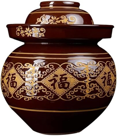 Fermentation Crock Jar for Sauerkraut and Pickles, Traditional Ceramic Pickling Jar with Water Seal Airlock Lid, Large Thickened Design