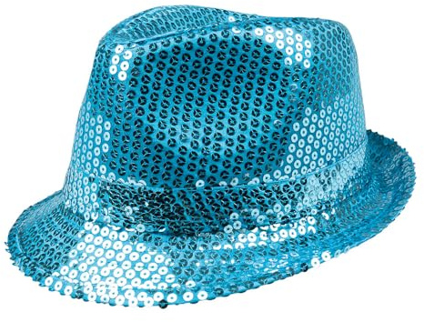 BF Souvenirs Pailletten Partyhut Popstar Sequence – Glitzerhut für Damen & Herren, Festival Hut, Disco & 80er 90er Party Accessoire, Fasching Karneval JGA Silvester (Türkis)