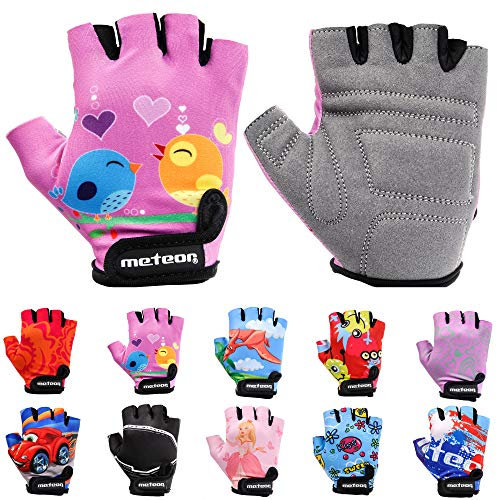 Meteor Unisex Kinder Fahrradhandschuhe Bike - Gel BMX Handschuhe, pink, Gr.-Jr M/ Handweite- 7-7.5cm