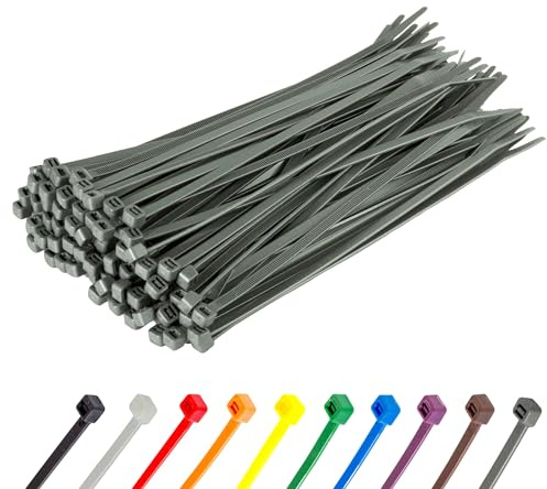 Gocableties - Fascette Plastica Grigie - 200 mm x 4,8 mm - 100 Pezzi - Fascette Elettricista