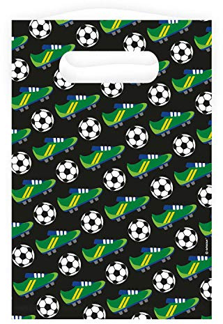 Amscan 9905964 - Papiertüten Fußball, 8 Stück, 23,5 x 16 cm, Goal Getter, Partytüten, Mitgebsel, Kindergeburtstag