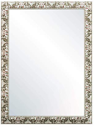 CHELY INTERMARKET MOD149 Espejo De Pared Estilo Clásico Plateado Decorativo Rectangular 50x70 cm Salón Oficina Madera Maciza Fabricado En España Perfil con Relieve Montaje Versátil