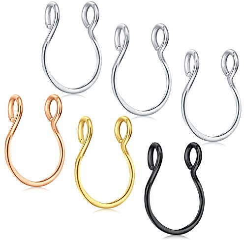 AceFun Piercing Naso Finti Anelli al Naso Finti Acciaio Chirurgico 20G Piercing al Naso Anello al setto Monili Piercing per Il Corpo per Uomo Donna 6 Pezzi
