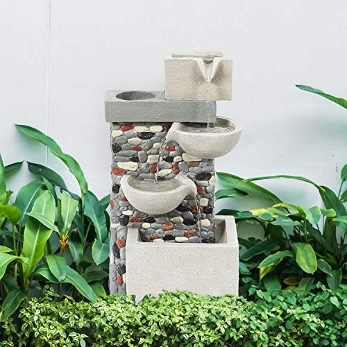 GardenKraft Outdoor Fountains/Cascading Water Feature/Weatherproof Design/Easy to Install/Tranquil Garden Ornament (Pebbles Fountain)
