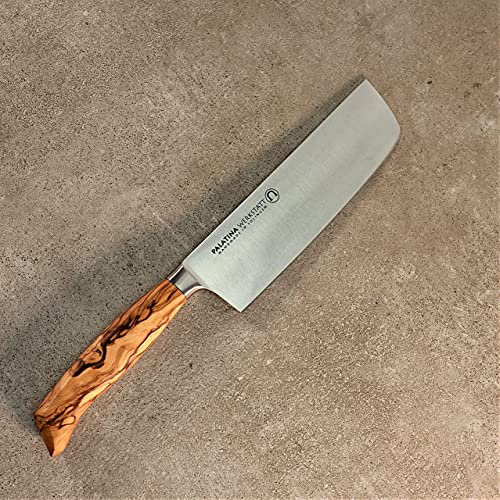 Palatina Werkstatt Messerserie, Nakiri Messer mit massivem Olivenholzgriff, 16 cm Klinge aus rostfreiem Edelstahl (Nakiri)