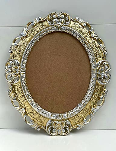 Artissimo, Marco de fotos ovalado de estilo barroco, dorado, plateado, sin cristal, 45 x 38 cm, marco de fotos de 24 x 30 cm