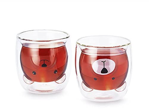 Cha Cult NEu teemando® Glas „Pat doppelwandiges Glas mit Bär-Motiven, 2-fach sortiert, 0,2 l