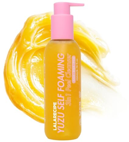 Lalarecipe Yuzu Self Foaming 3in1 Peel Cleanser - Selbstschäumende Gesichtsreinigung, Yuzu Extrakt, Vitamin C-Komplex, AHA-BHA-PHA, reinigt von Unreinheiten, entfernt Make-up, alle Hauttypen -200ml