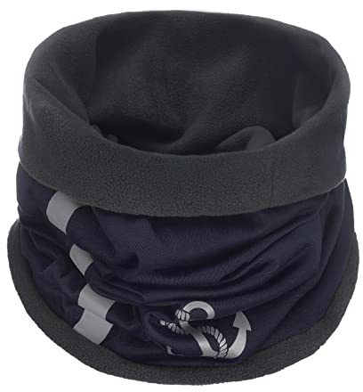 modAS Unisex Schlauch-Halstuch Fleece mit Anker-Print - Halsschlauch Loopschal Damen Herren Halswärmer