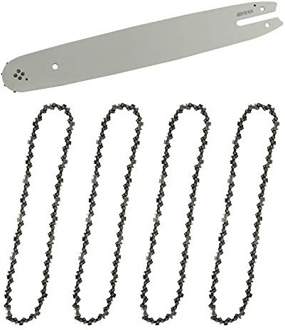 Barra de guía de motosierra de 14 pulgadas y 4 cadenas de sierra, barra guía de 35 cm, cadenas de sierra de cadena de repuesto, paso de 3/8 pulgadas, 50 eslabones de conductor, calibre de 1,3 mm
