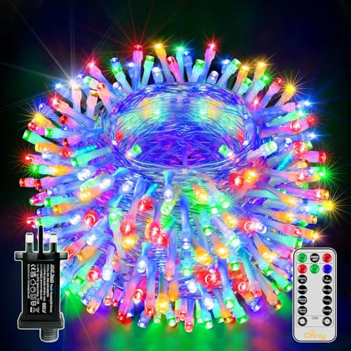Ollny Fairy Lights Mains Powered 50m 500 LED Outdoor String Plug Remote | Waterproof/Multicolour Light/8 Modes/Timer, Bright Lighting Outside Indoor Garden Wedding Christmas Tree Xmas Decorations
