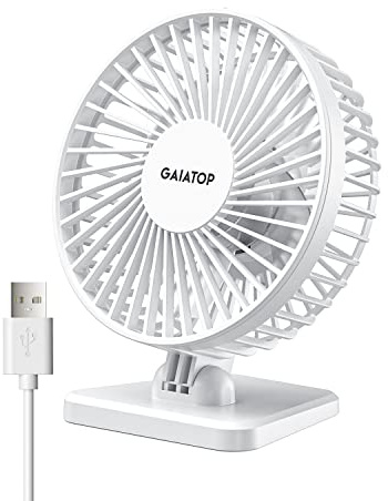 gaiatop USB Desk Fan, Small But Powerful, Portable Quiet 3 Speeds Wind Desktop Personal Fan, Adjustment Mini Fan Table Fan for Better Cooling, Home Office Car Indoor Outdoor White
