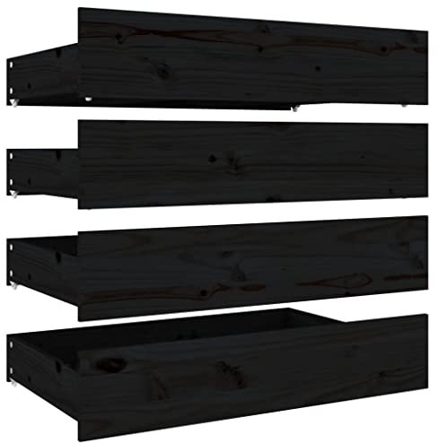 vidaXL Cassettoni da Letto 4 pz in Legno Massello di Pino Nero