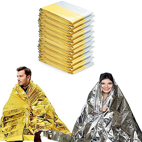 ISOP Rescue Blanket Gold & Silver | 11 Units Large Size 82 x 63 in | Emergency Thermal Blankets Survival Blankets First Aid | Warmth Retaining Blanket | Multi-Use Lightweight & Compact