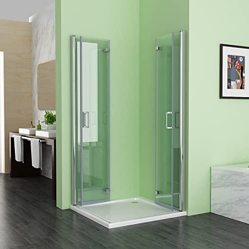 Duschkabine 100x70 cm Eckeinstieg Falttür Duschabtrennung mit Doppel faltbar Duschtür, NANO Glas Duschwand, Drehfalttür komplett dusche Höhe 185cm