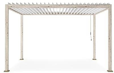 Decor Space Gazebo 3 x 4 metri, pergola con struttura in alluminio, tetto lamellare orientabile, da giardino e veranda, Rustic-Bianco