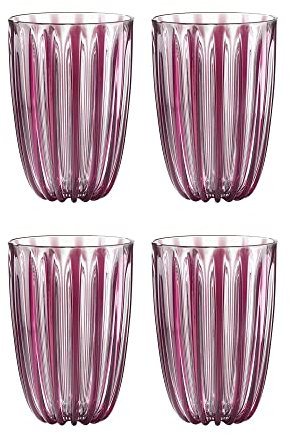 Guzzini Set 4 Bicchieri da Bibita Acqua Bevanda Dolcevita 12390077 Trasparente Ametista Plastica Biologica 470cc