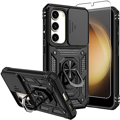 SKMY Schutzhülle für Galaxy S23, Samsung Galaxy S23, mit Displayschutzfolie und Kamera-Abdeckung, Militärqualität, 4,8 m, Fallgetestet, mit magnetischem Ständer, Schutzhülle für S23 15,5 cm (6,1 Zoll