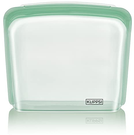 Klippsi® 3L Wiederverwendbarer Silikonbeutel Gefrierbeutel Aufbewahrungsbeutel reißfest, hitze-kältebeständig, auslaufsicher, spülmaschinengeeignet(Grün)
