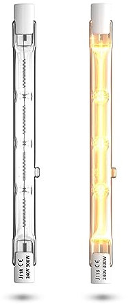 Bonlux 300W bombilla halogena R7s 118mm regulable blanco cálido 2800K r7s lineal 5900lm proyector de lápices AC220-240V para iluminación del hogar, trabajo, seguridad, calles, etc (2pcs), LST1434