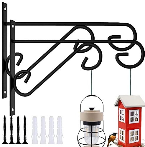 ZEECER Hanging Basket Bracket, 2 Pack 10-inch Heavy Duty Indoor Outdoor Rust-Proof Metal Wall Hooks for Hanging Basket Plants Flowers Lanterns Bird Feeders