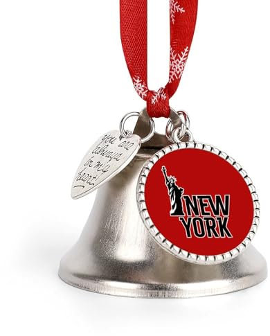New York Statua della Libertà Albero di Natale Campane Decorazioni Ornamenti di Natale Decorazioni Home Decor Ghirlanda Finestre Porta Love Bell