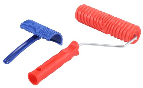 Giilayky Ensemble D'Outils de Modèle en Bois D'Imitation Eg300T Rouleau en Caoutchouc de 7 Pouces + Ms16 Outil D'Imitation de Grain de Bois RevêTement de Gaufrage Art Rouleau à Peinture