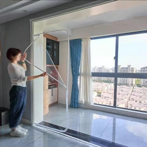 Window Insulation Film for Winter,Transparent Secondary Glazing Kit for Windows & Doors,Windproof Cold Protection Curtain,Reusable,Self-Adhesive,Custom,Width x Height (110cm x 100cm(3.6ftx3.3ft)