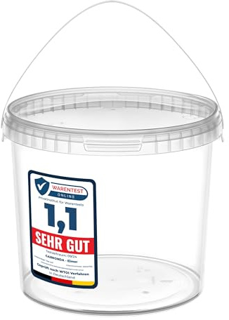 Garronda Eimer mit Deckel 5 Liter 100 Stück Aufbewahrungsbehälter GD-0072 | Transparent, für die Lagerung von Lebensmitteln und chemischen Produkten, kompakter Plastikbehälter für Haushalt und Gewerbe